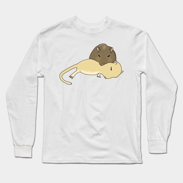 Cute Sleeping gerbils snuggled together Long Sleeve T-Shirt by Becky-Marie